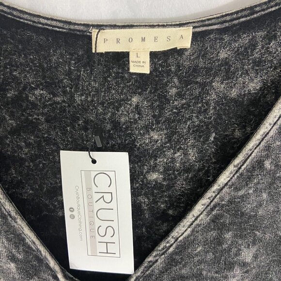 Promesa Women's Bodysuit Top Size L Short Sleeve Dark Grey NWT - Picture 7 of 8